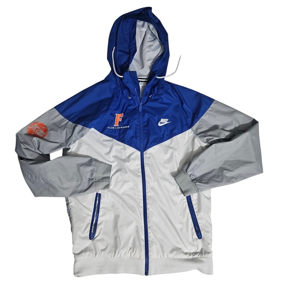Nike Florida Gators Club Lacrosse Windrunner Jacket Blue White Grey Mens Small